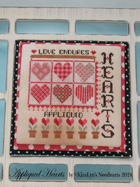 Appliquéd Hearts Cross Stitch by Kiralyn&#39;s Needlearts - PAPER Pattern