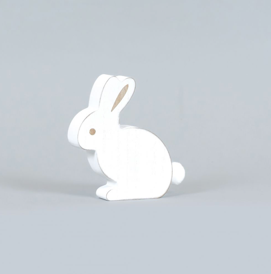 Bunny (white) | Cottontail Collection |  5x5x1 chunky wood shape    35004