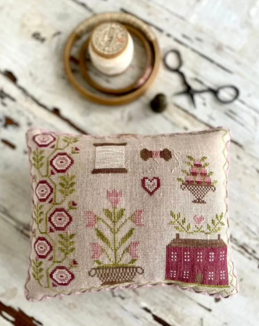 Pretty In Pink Pin-Keep Cross Stitch by Stacy Nash Designs - Paper Pattern