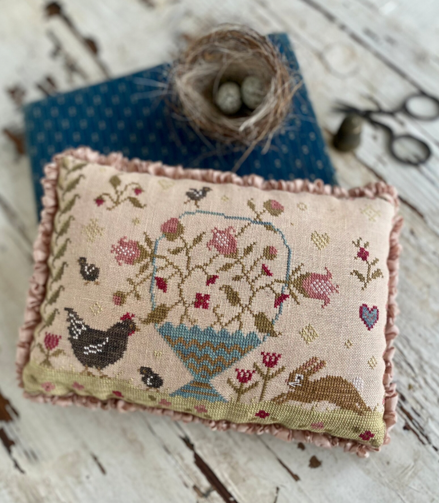 Spring Basket Pinkeep Cross Stitch by Stacy Nash Designs - Paper Pattern