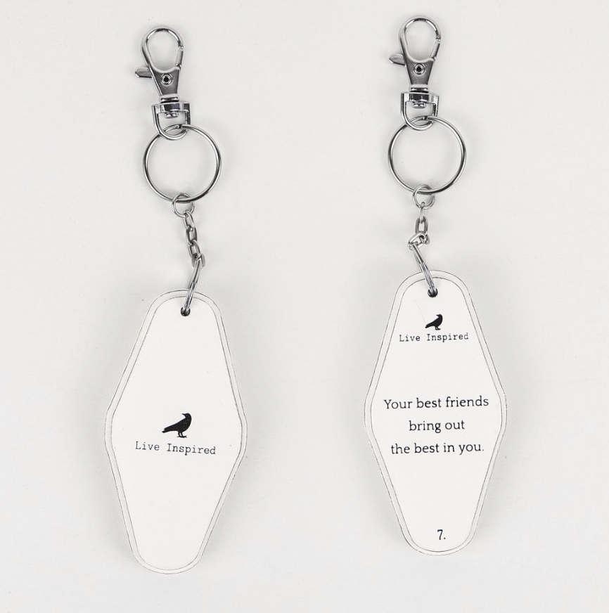 Best Friends Keychain | white, black | 1.7x3.5x.5 rvs wd keychain   11164