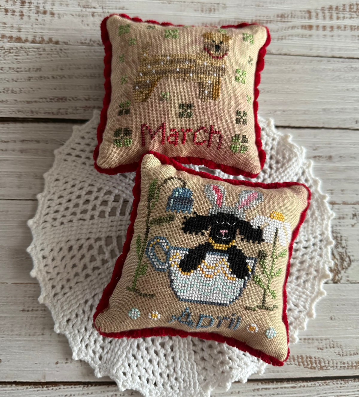 Pre-Order - Dogs of the Month: March &amp; April Cross Stitch by Romy&#39;s Creations - Paper Pattern