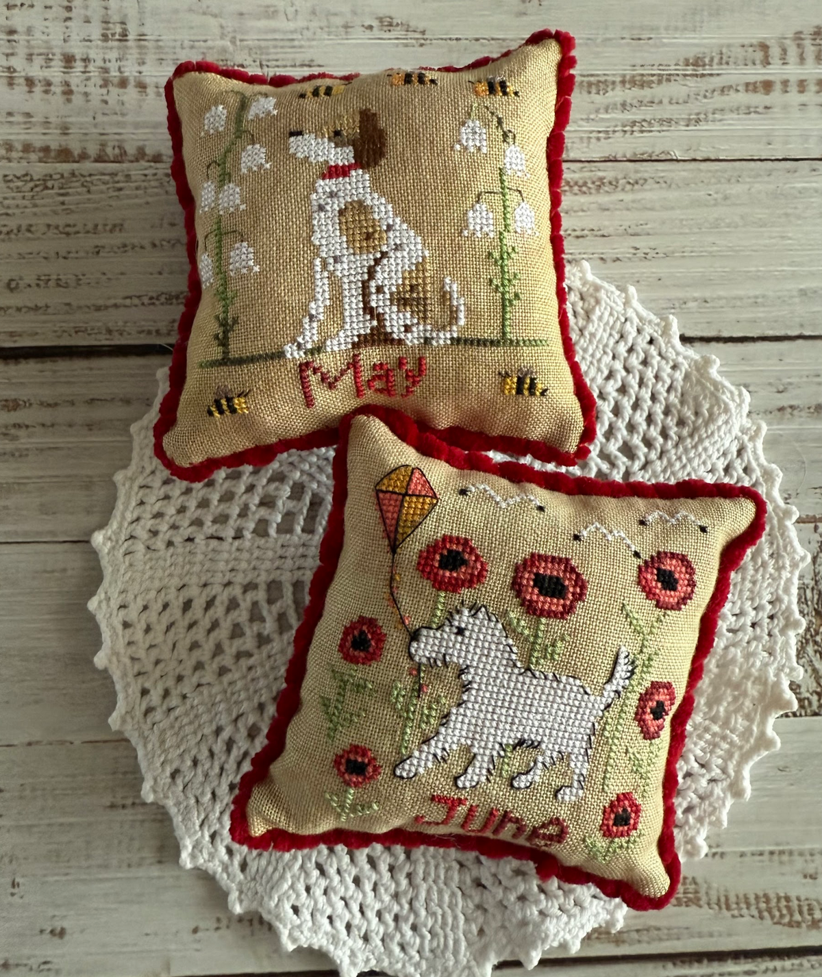 Pre-Order - Dogs of the Month: May &amp; June Cross Stitch by Romy&#39;s Creations - Paper Pattern