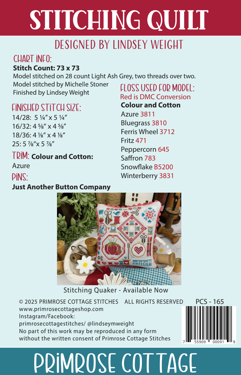 Bundle of 3 New Primrose Cottage Releases: Stitchings Rules, Stitching Quaker, &amp; Stitching Quilt