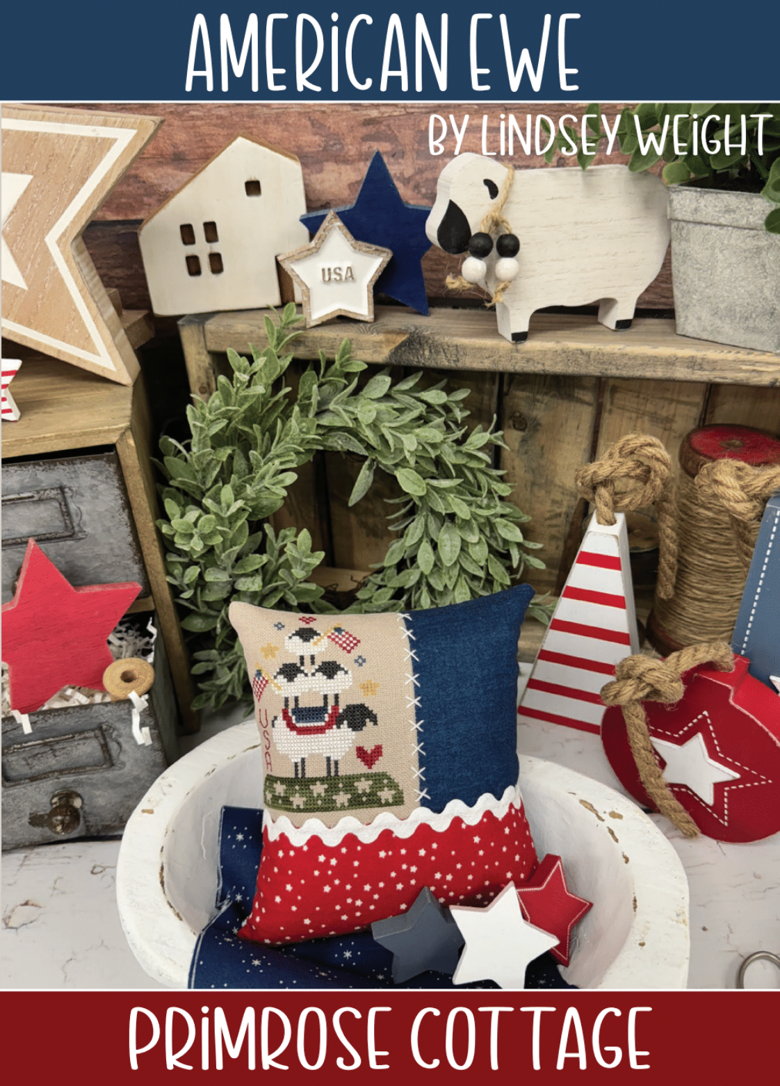 American Ewe Cross Stitch by Lindsey Weight of Primrose Cottage - PAPER Pattern