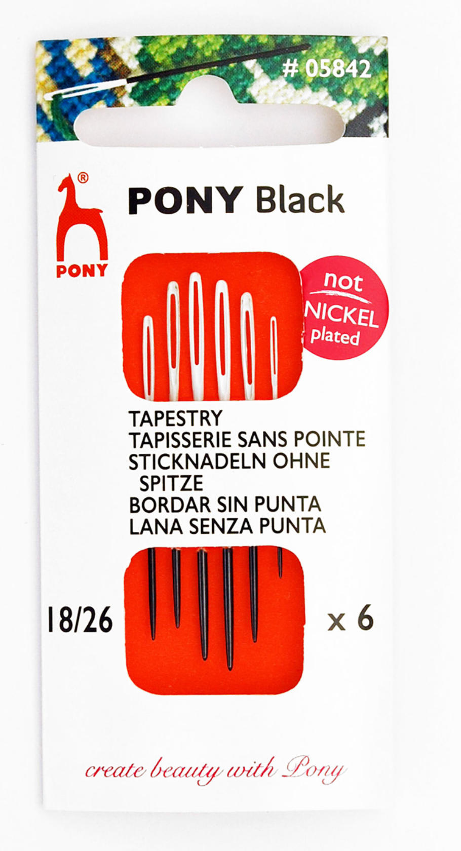 Pony Black Nickel-Free Tapestry Needles w/ White Eyes