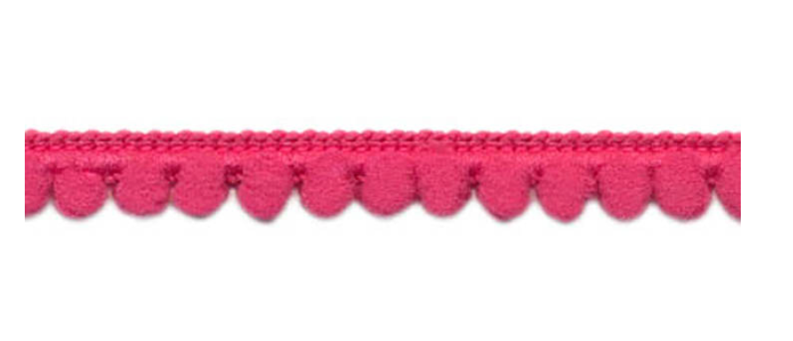 Baby Pom Pom Trim Fringe, 3/8 inch - Rose