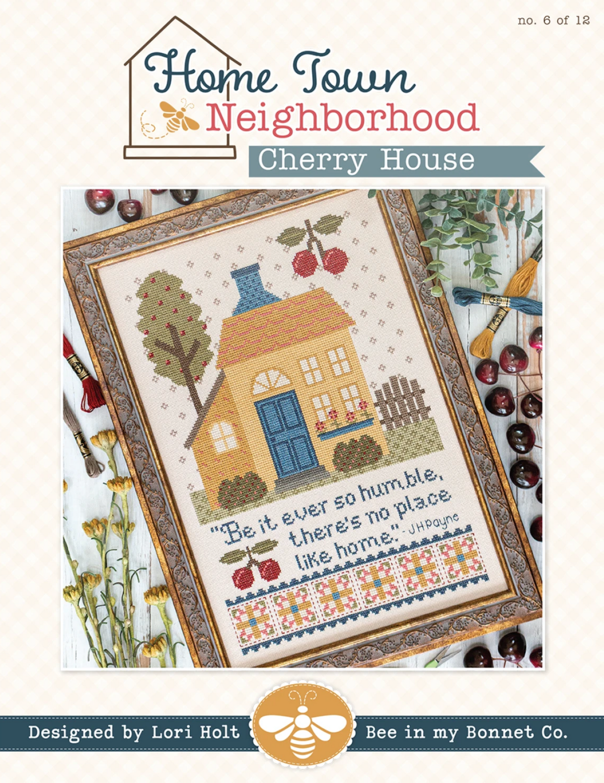 Home Town Neighborhood - Cherry House Cross Stitch by Lori Holt of Bee in My Bonnet - PAPER Pattern