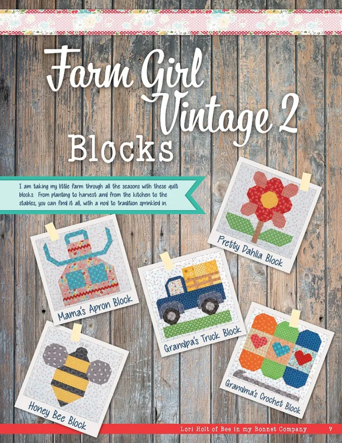 Farm Girl Vintage 2 Quilt Book by Lori Holt of Bee in my Bonnet Co.