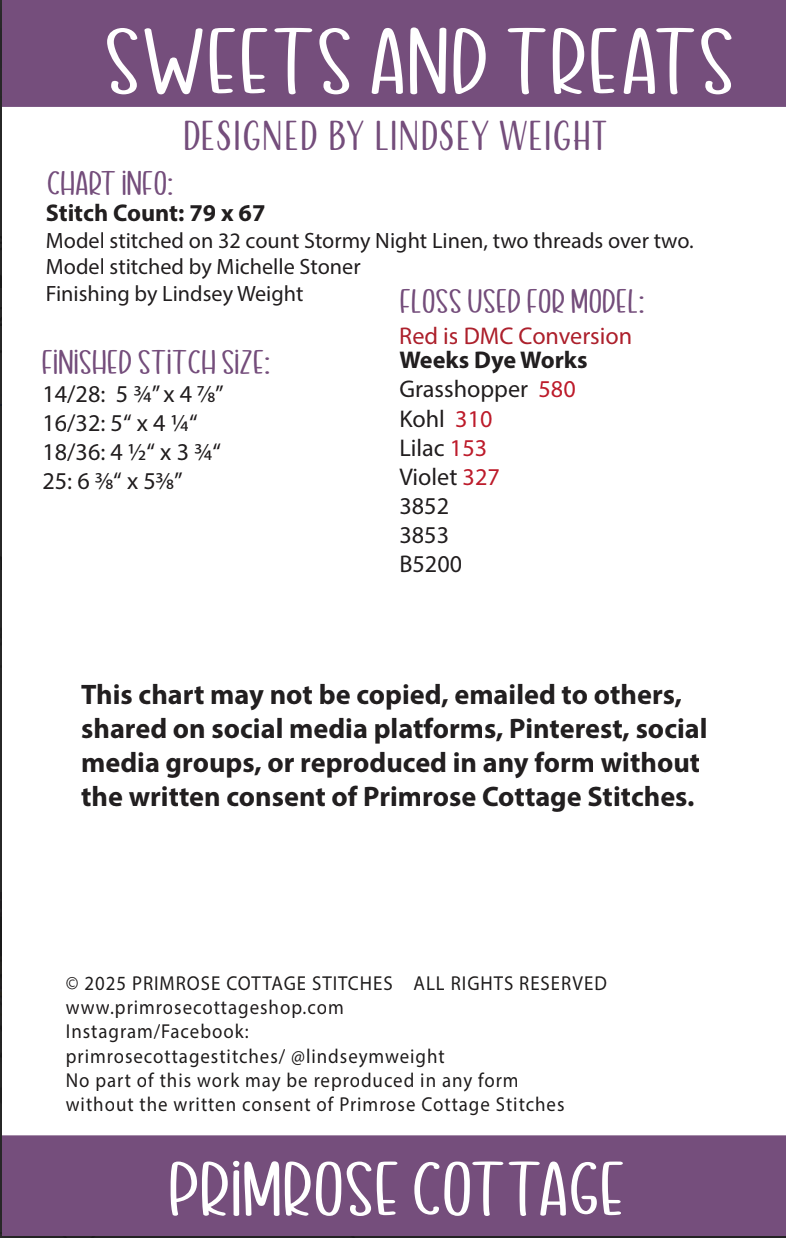 Sweets and Treats by Lindsey Weight of Primrose Cottage - PDF Pattern