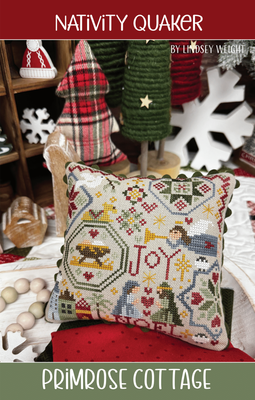 Nativity Quaker Cross Stitch by Lindsey Weight of Primrose Cottage - Paper Pattern