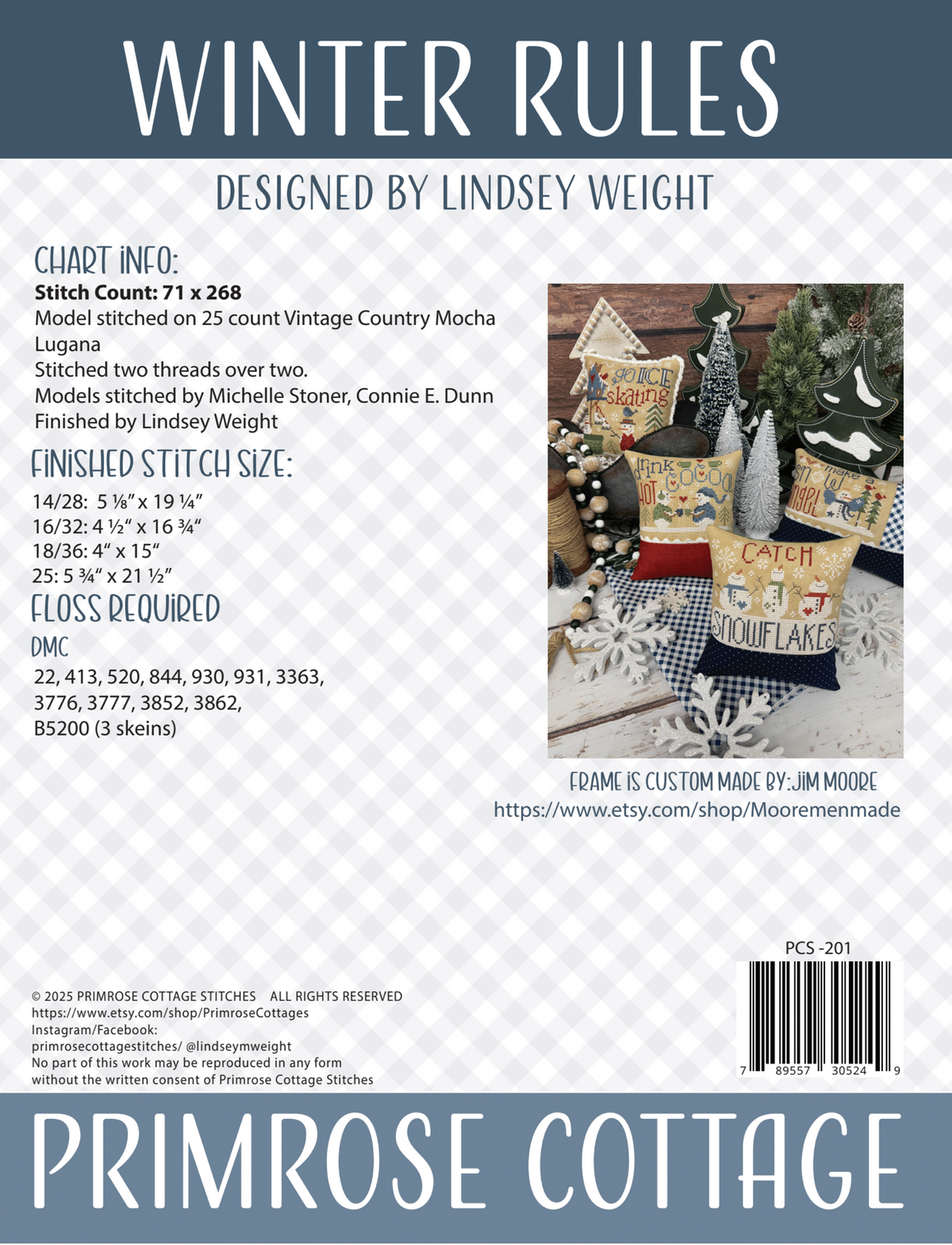 Winter Rules Cross Stitch by Lindsey Weight of Primrose Cottage - PAPER Pattern