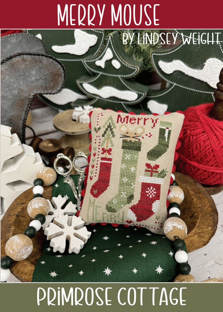 Merry Mouse Cross Stitch by Lindsey Weight of Primrose Cottage - PAPER