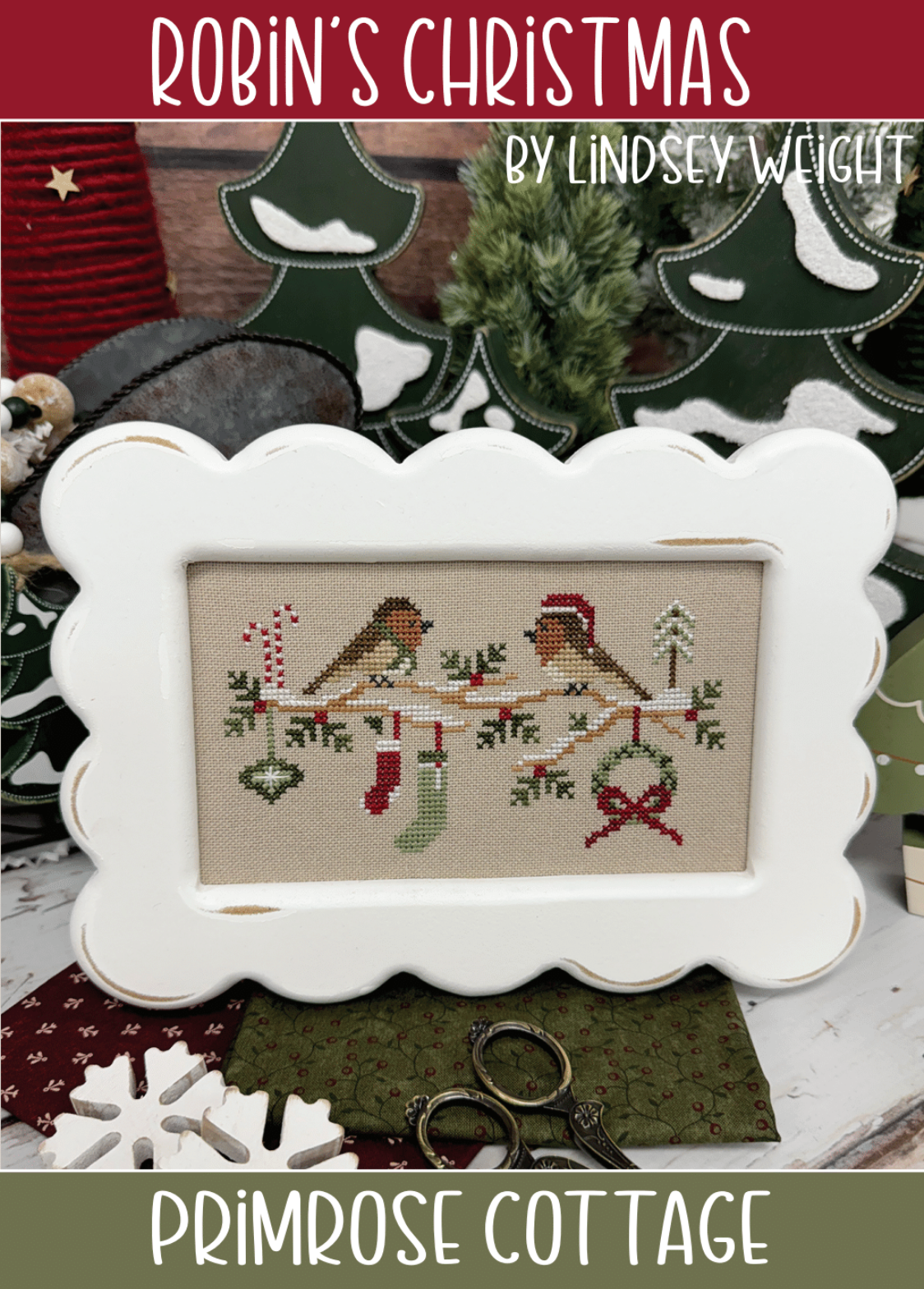 Robin's Christmas Cross Stitch by Lindsey Weight of Primrose Cottage - PDF Pattern