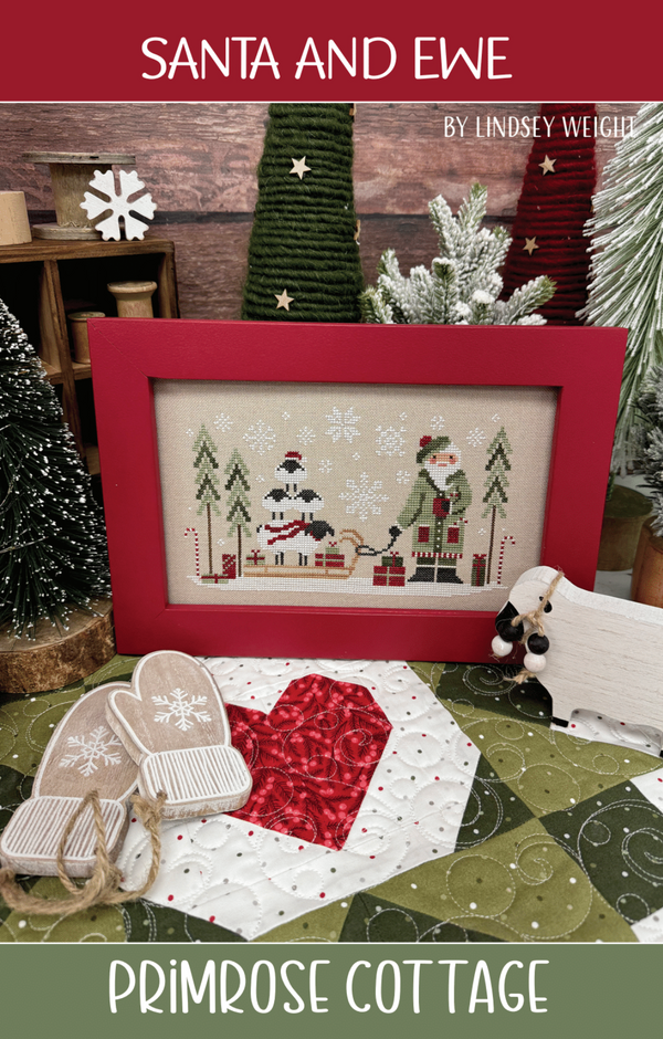 Santa and Ewe Cross Stitch by Lindsey Weight of Primrose Cottage - PDF