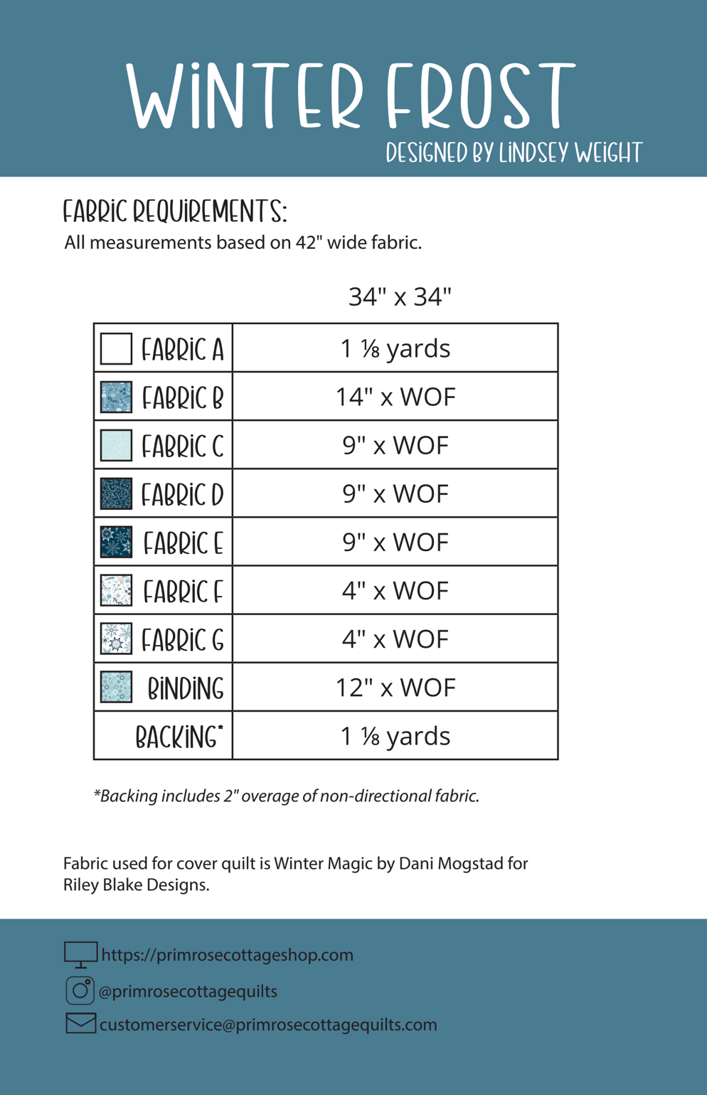 Winter Frost by Lindsey Weight of Primrose Cottage Quilts - Quilt PDF Pattern