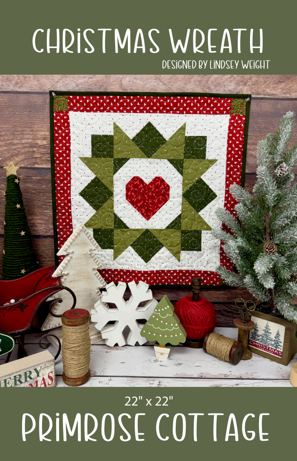 Christmas Wreath by Lindsey Weight of Primrose Cottage Quilts - Quilt PDF Pattern