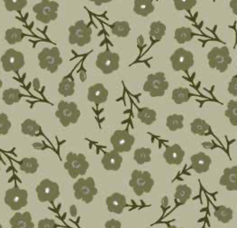 Gingham Fields | C13352 | Floral Flowers - Olive