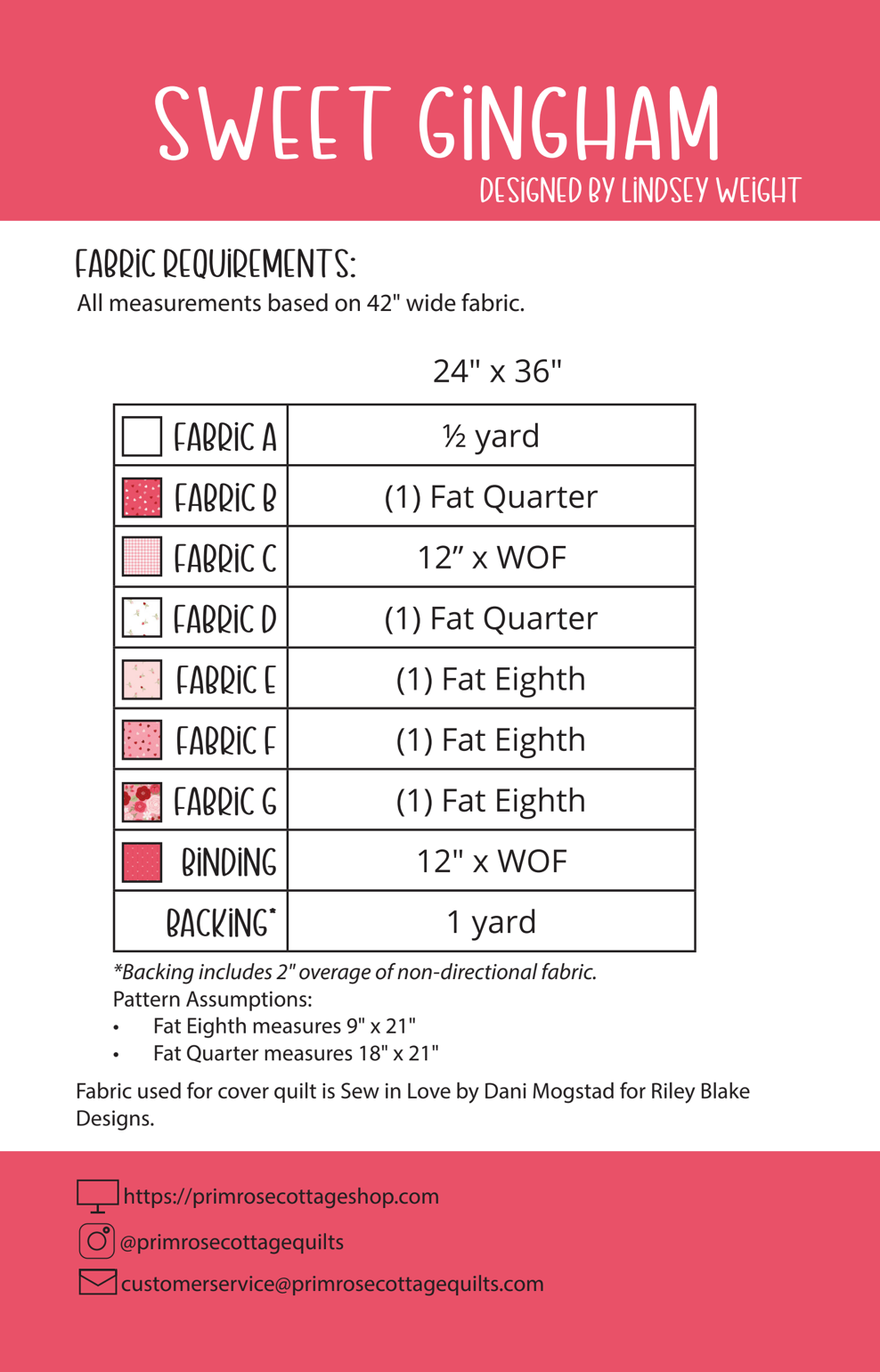 Sweet Gingham by Lindsey Weight of Primrose Cottage Quilts - Quilt PDF Pattern