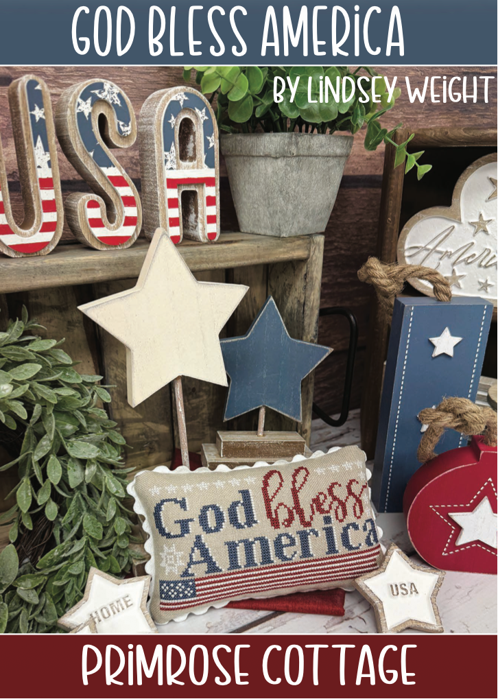 God Bless America Cross Stitch by Lindsey Weight of Primrose Cottage - PDF Pattern