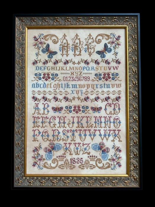 PRE-ORDER - Butterflies, Flowers, and Letters Sampler Cross Stitch by Twin Peak Primitives - Paper Pattern