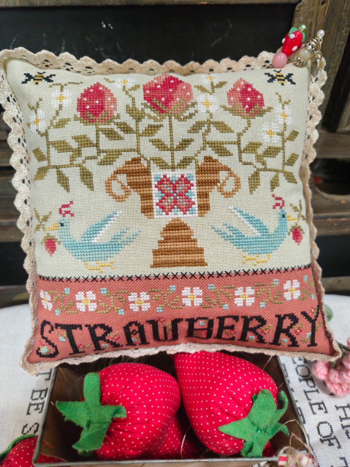 PRE-ORDER - Strawberry Urn Cross Stitch by Quaint Rose Needlearts - Paper Pattern
