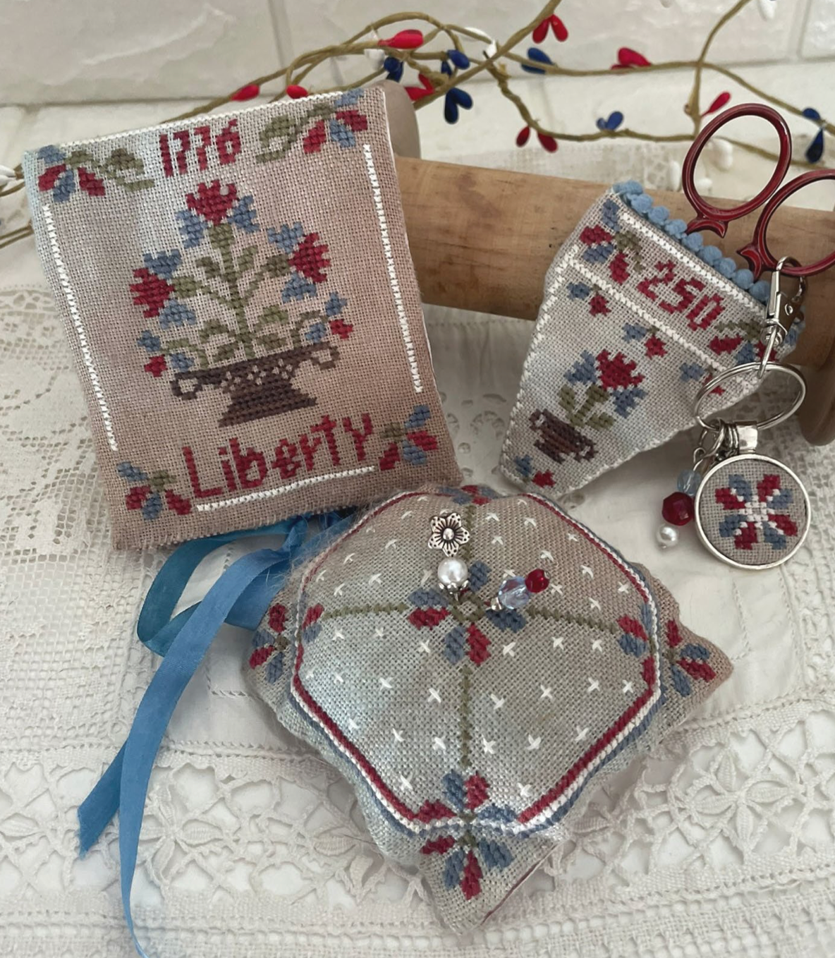 Liberty Sewing Set Cross Stitch by Mani di Donna - Paper Pattern