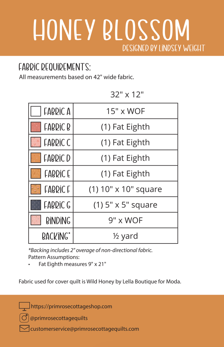 Honey Blossom by Lindsey Weight of Primrose Cottage Quilts - Quilt PDF Pattern