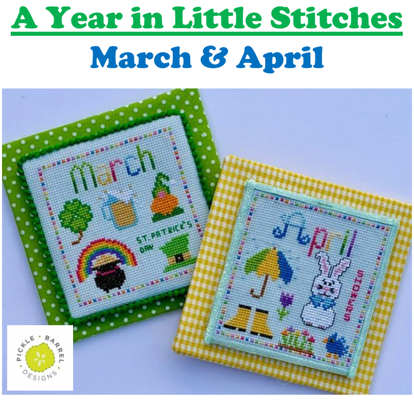 PRE-ORDER - A Year in Little Stitches: March & April Cross Stitch by Pickle Barrel Designs - Paper Pattern