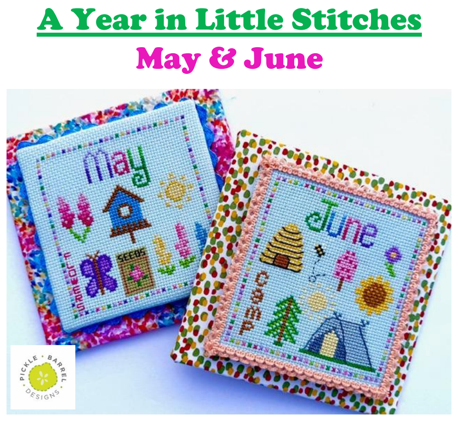 PRE-ORDER - A Year in Little Stitches: May & June Cross Stitch by Pickle Barrel Designs - Paper Pattern