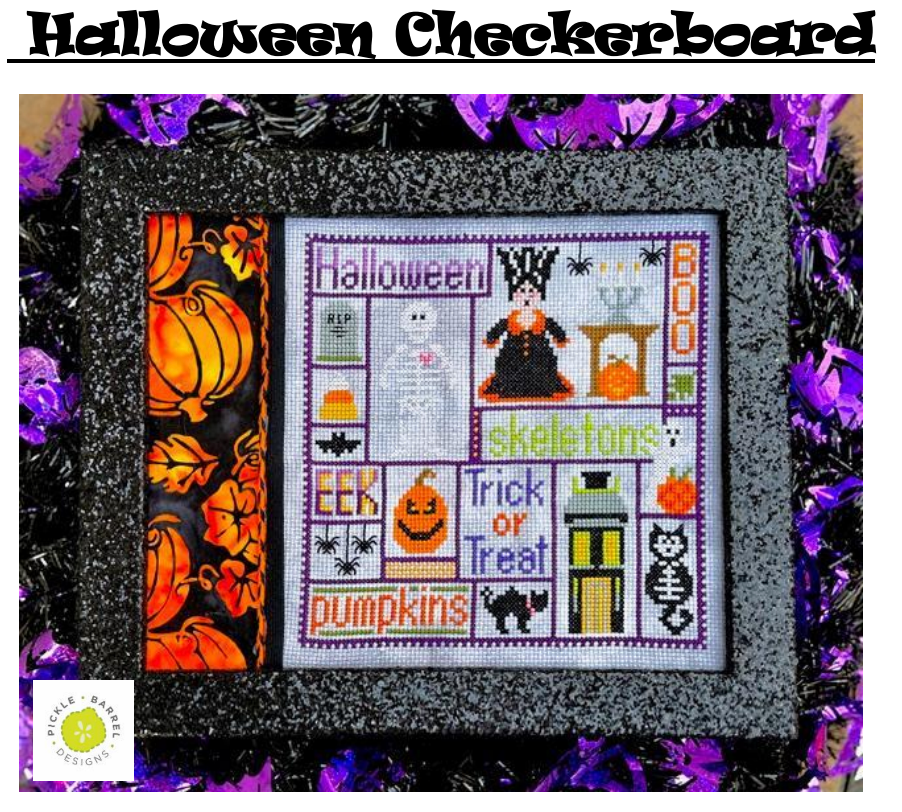 PRE-ORDER - Halloween Checkerboard Cross Stitch by Pickle Barrel Designs - Paper Pattern