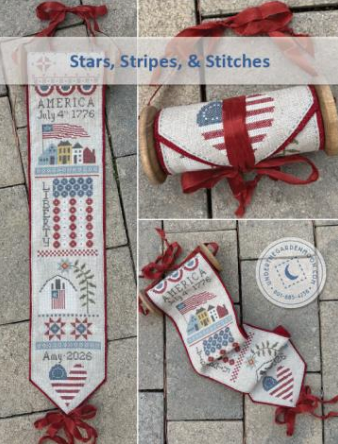 Stars, Stripes, & Stitches Cross Stitch by Under the Garden Moon - Paper Pattern