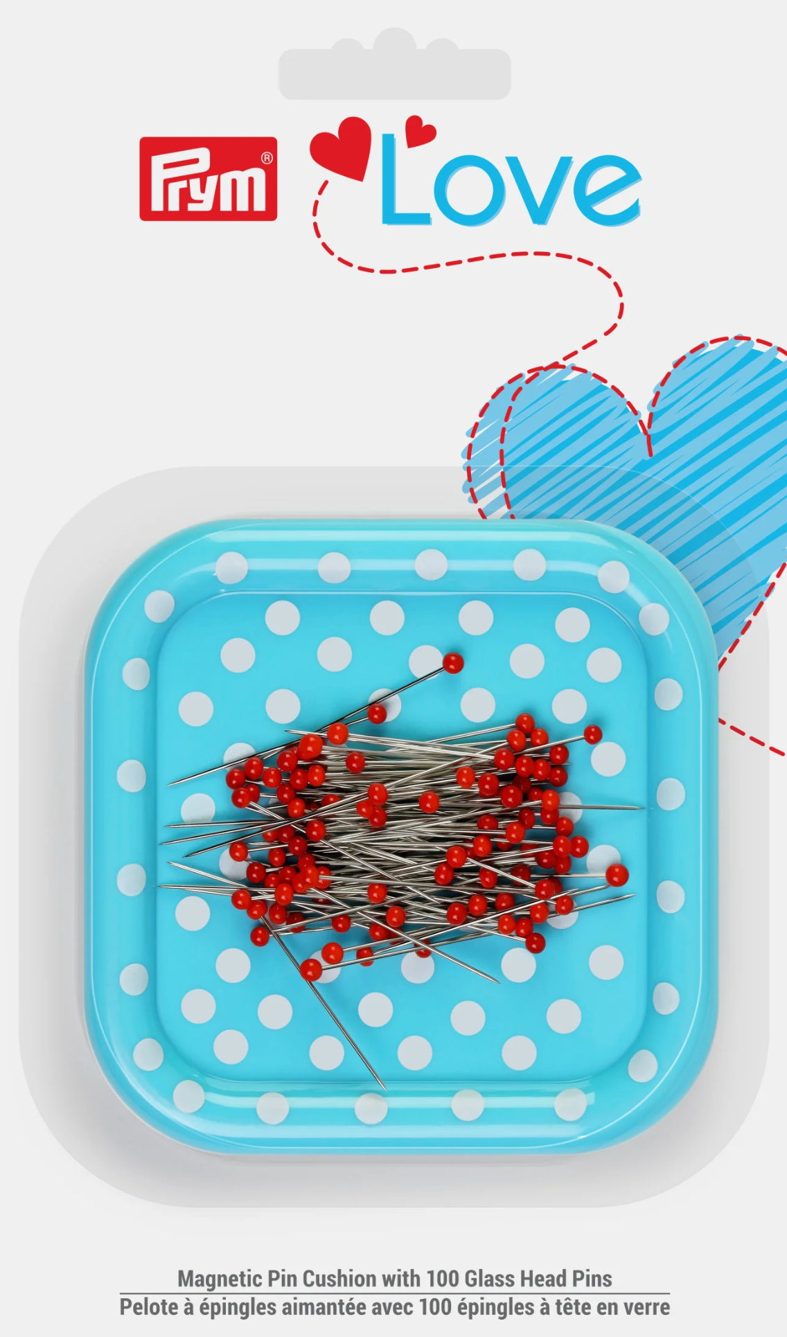 Magnetic Pincushion with Glass Head Pins