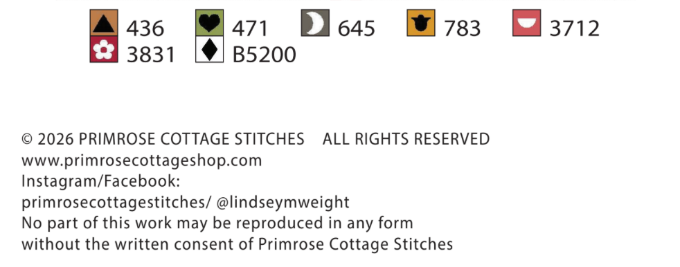 Stitching Round Cross Stitch by Lindsey Weight of Primrose Cottage - PDF Pattern