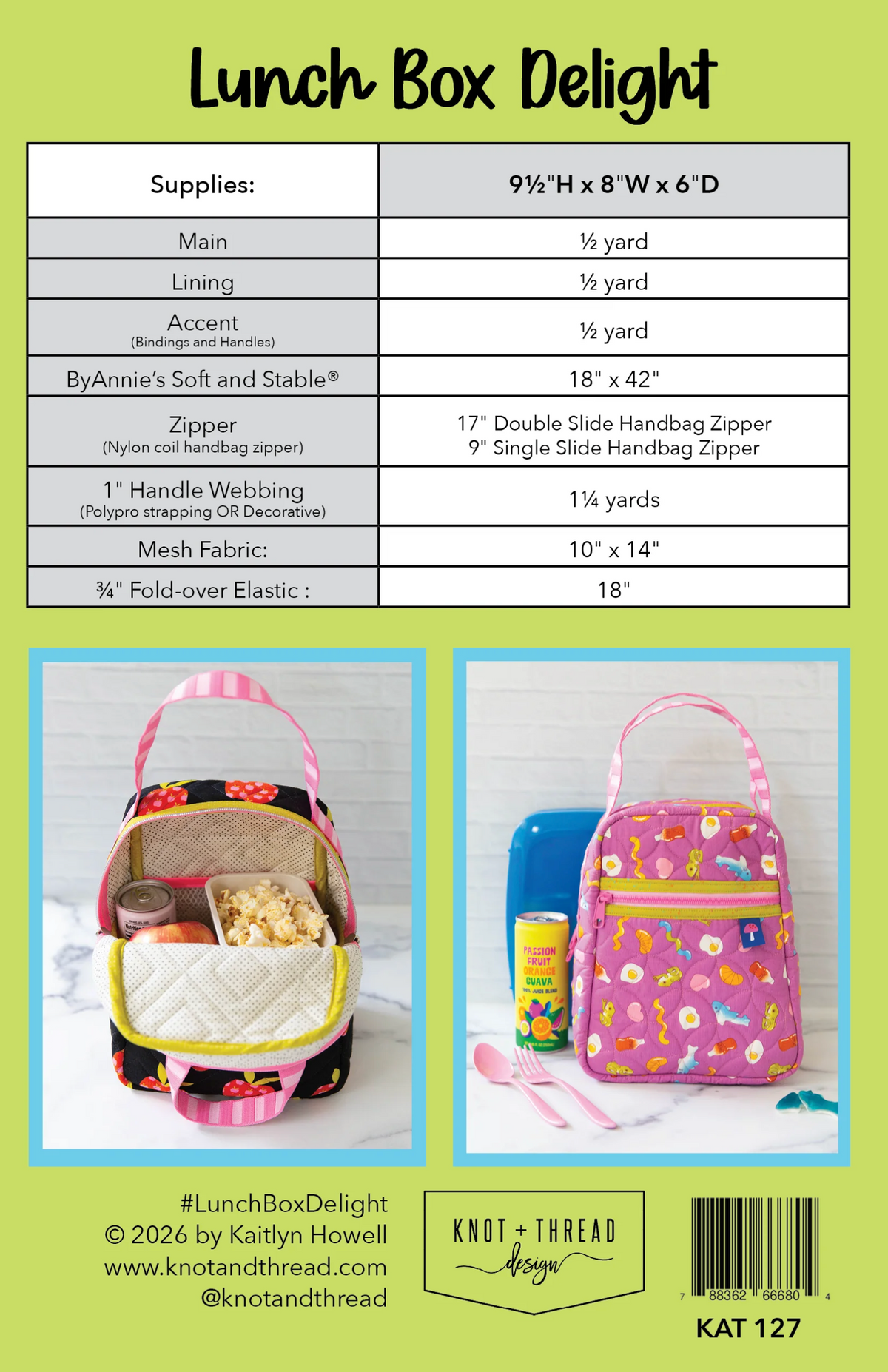 Lunch Box Delight Quilt Pattern by Knot + Thread Designs - Paper Pattern