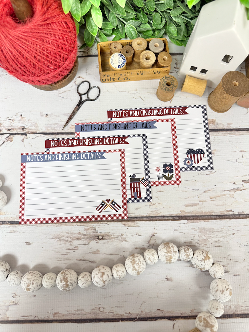 Set of 4 Patriotic Stitch Cards Designed by Lindsey Weight of Primrose Cottage