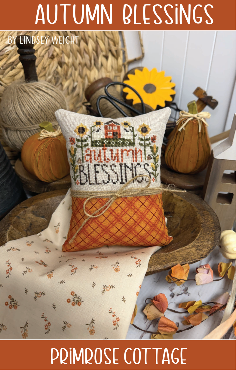 Autumn Blessings Cross Stitch by Lindsey Weight of Primrose Cottage - PDF Pattern