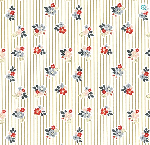 Vintage Charm | C15274 | Floral Stripes - Pear