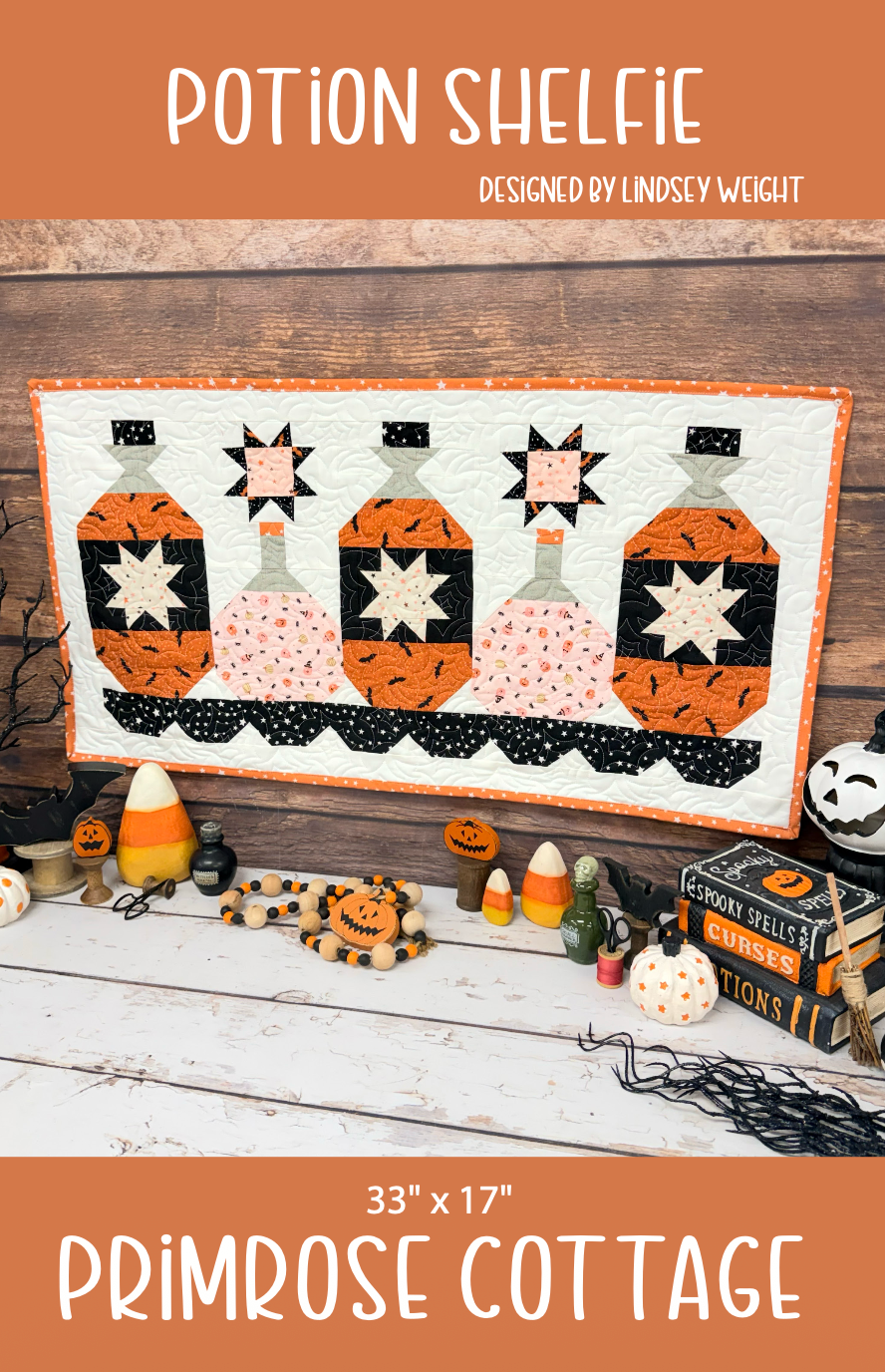 Potion Shelfie by Lindsey Weight of Primrose Cottage Quilts - Quilt PDF Pattern