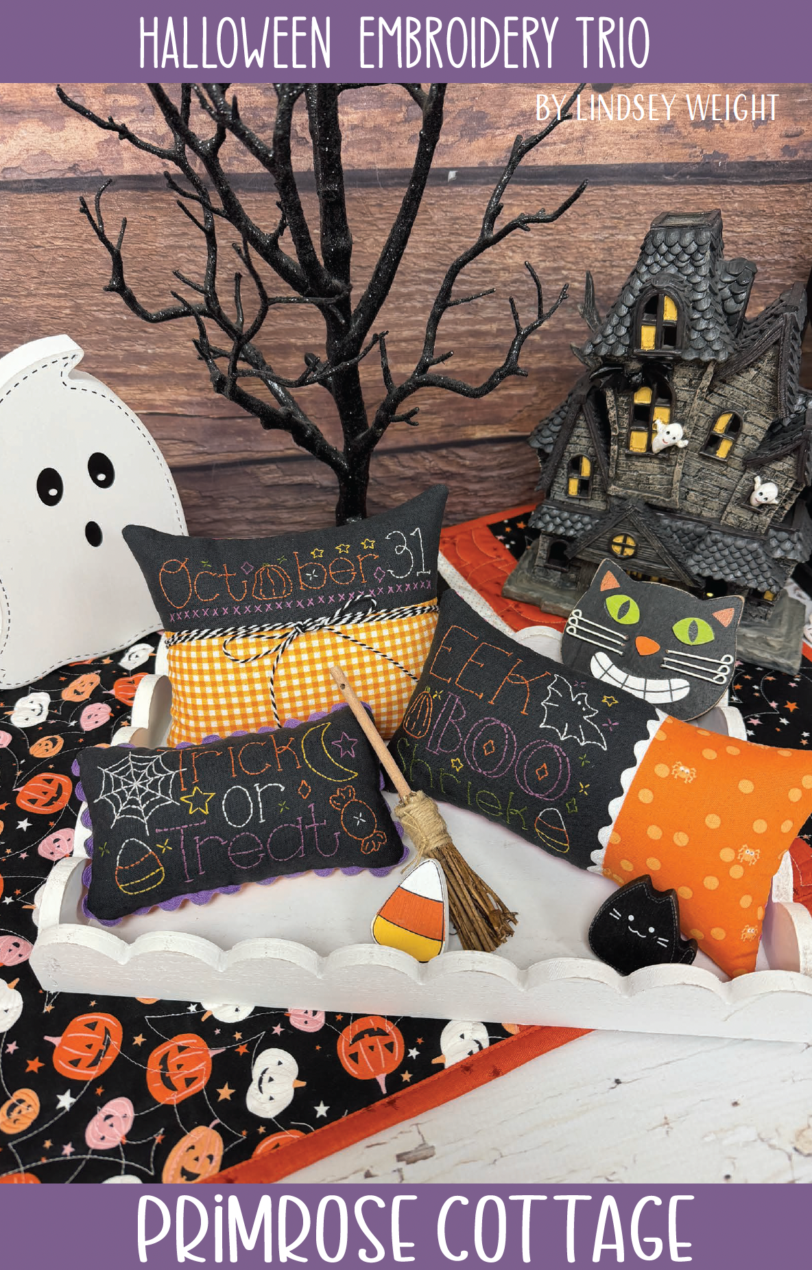 Halloween Embroidery Trio by Lindsey Weight of Primrose Cottage - PDF Pattern