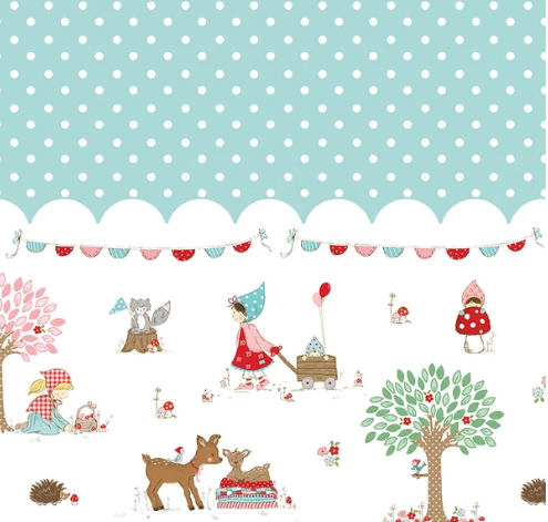 Whimsical Woodland | C17648 | Border Print - Aqua