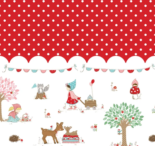Whimsical Woodland | C17648 | Border Print - Red