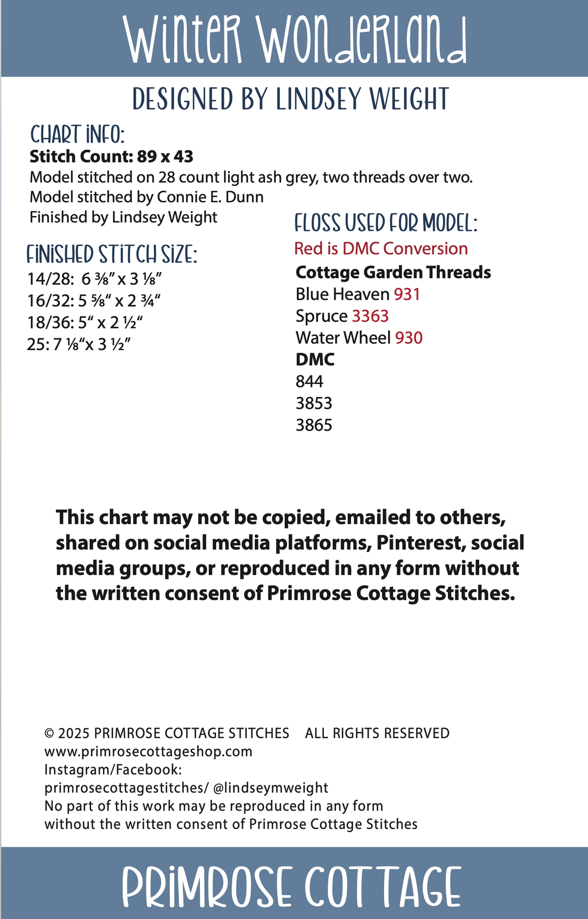 Winter Wonderland by Lindsey Weight of Primrose Cottage - PDF Pattern