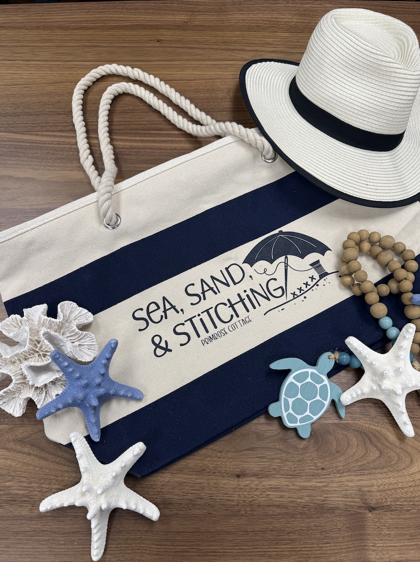 Sea, Sand, & Stitching Canvas Beach Bag - Designed By Lindsey Weight
