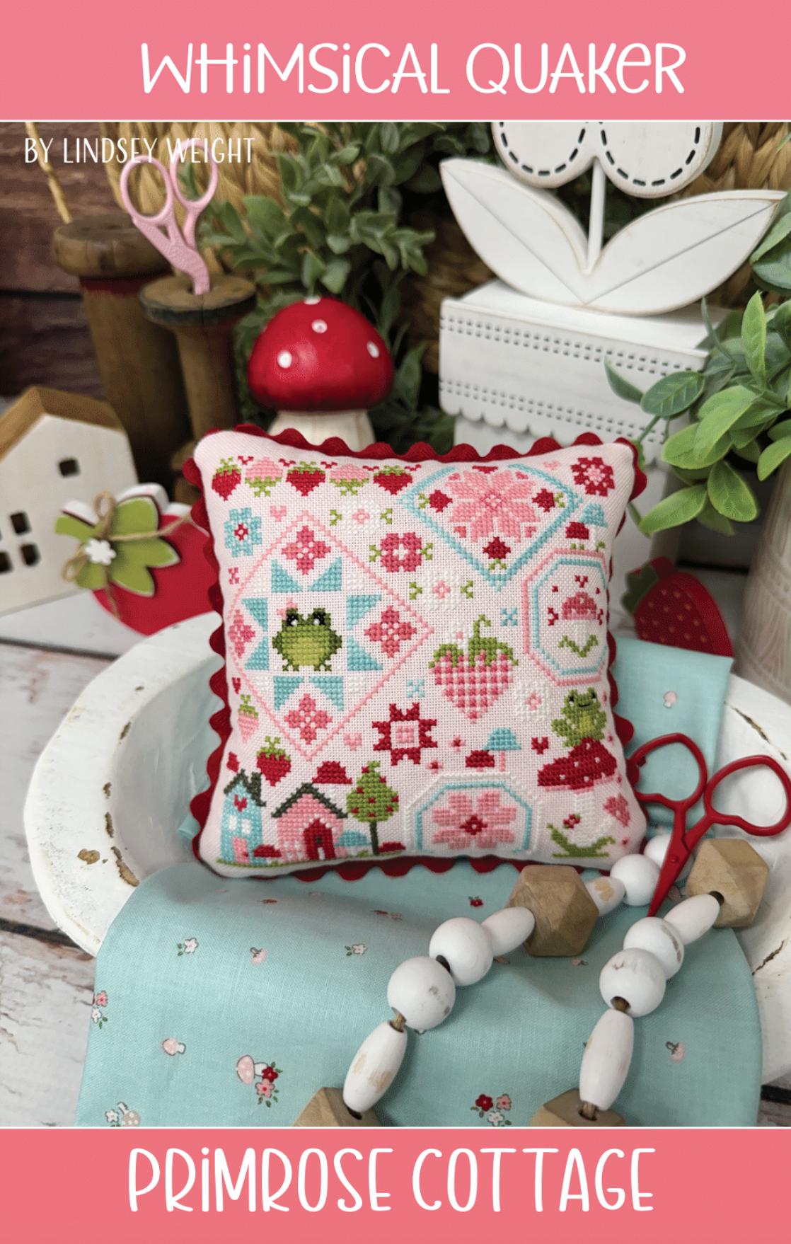 Whimsical Quaker Cross Stitch by Lindsey Weight of Primrose Cottage - PAPER Pattern