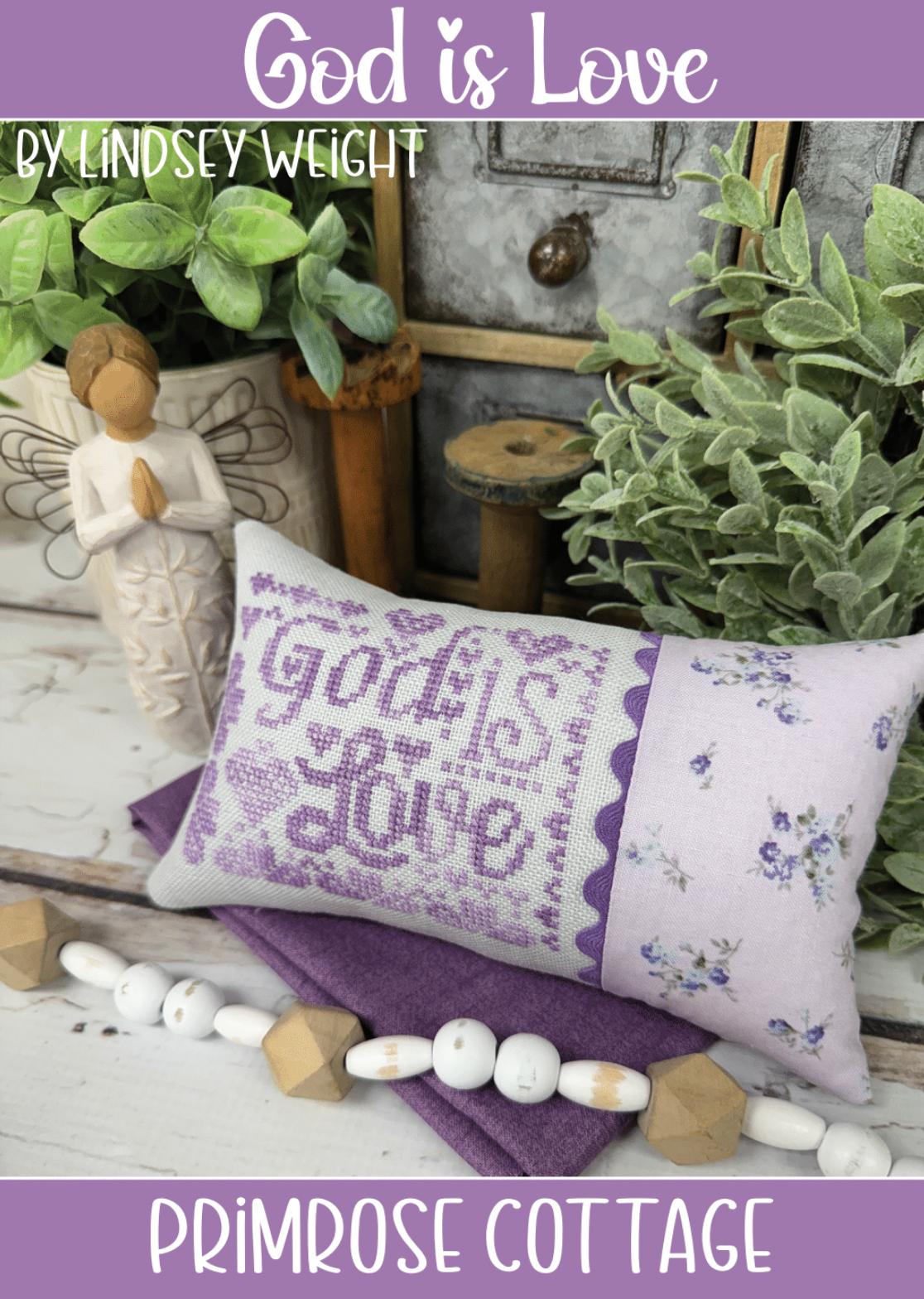 God is Love Cross Stitch by Lindsey Weight of Primrose Cottage - PAPER Pattern