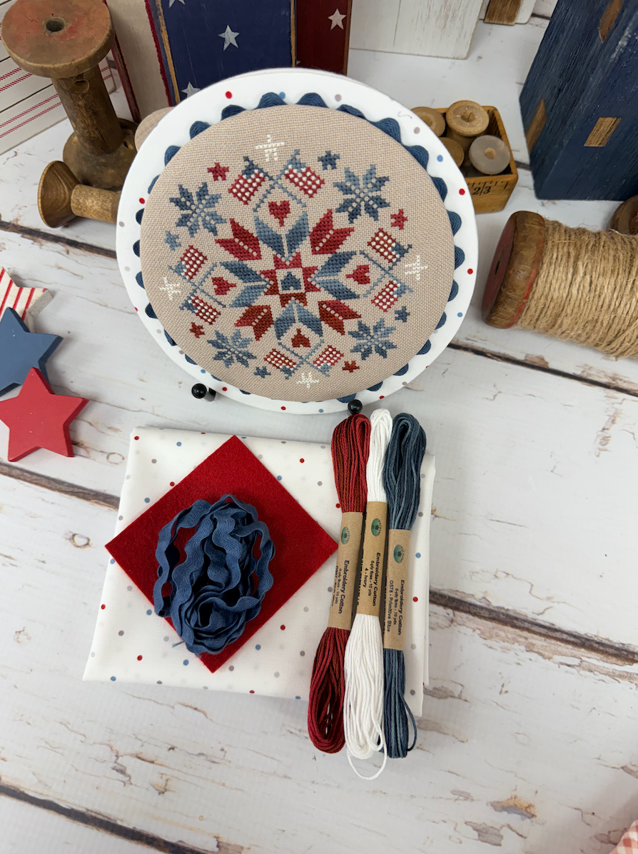 4th of July Round Finishing Kit/Floss Pack by Lindsey Weight of Primrose Cottage