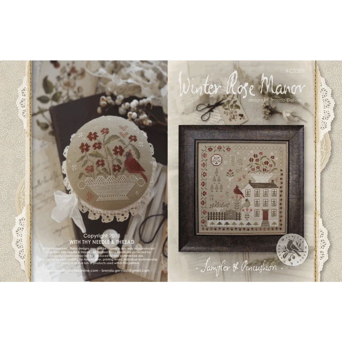 Winter Rose Manor Cross Stitch by With Thy Needle & Thread - Paper Pattern