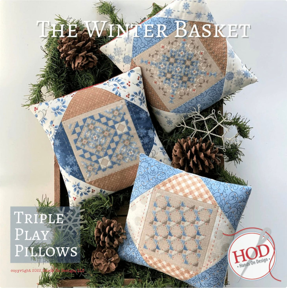 The Winter Basket, Triple Play Pillows Cross Stitch by Hands on Design - PAPER Pattern