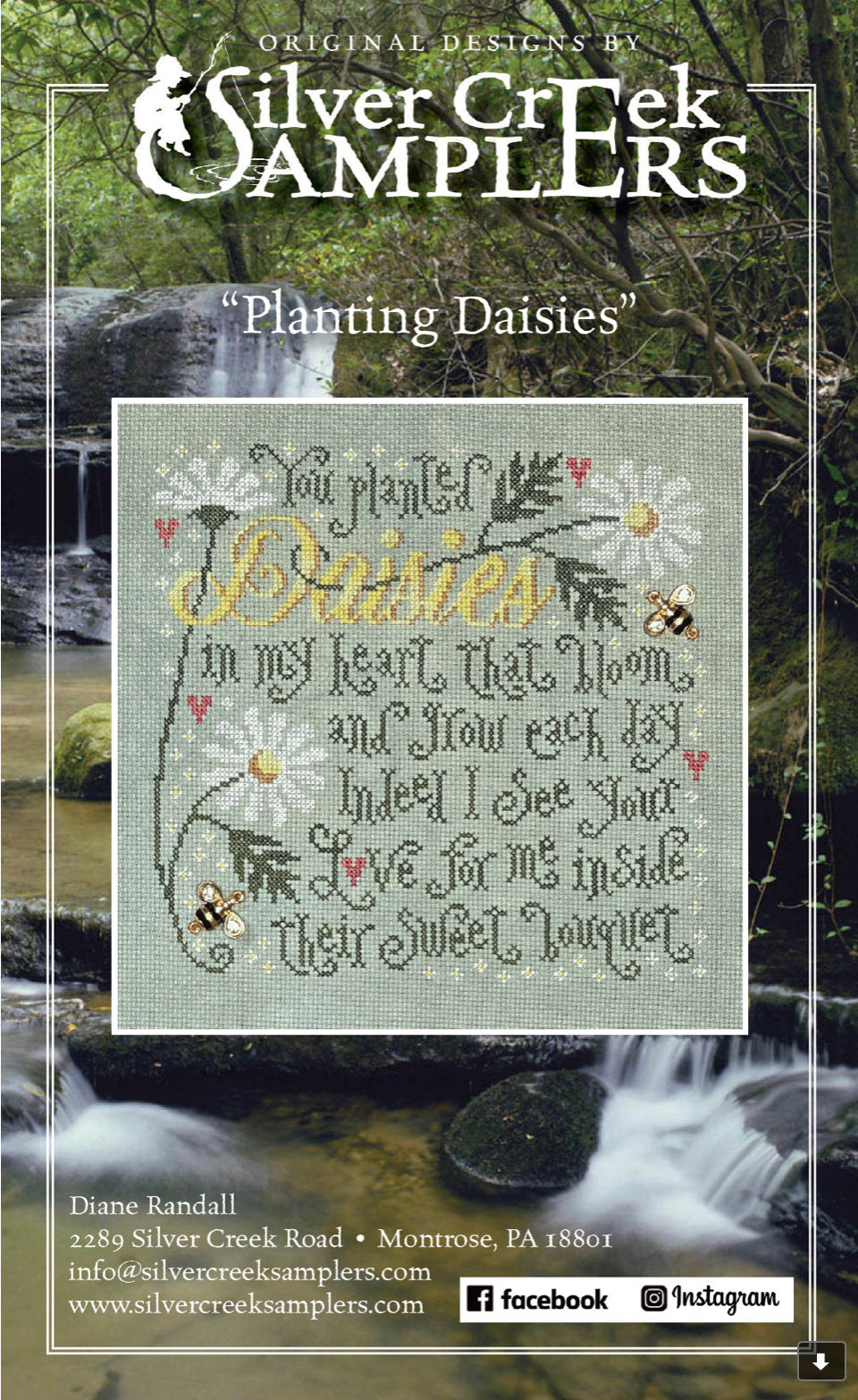 Planting Daisies Cross Stitch by Silver Creek Samplers - Paper Pattern